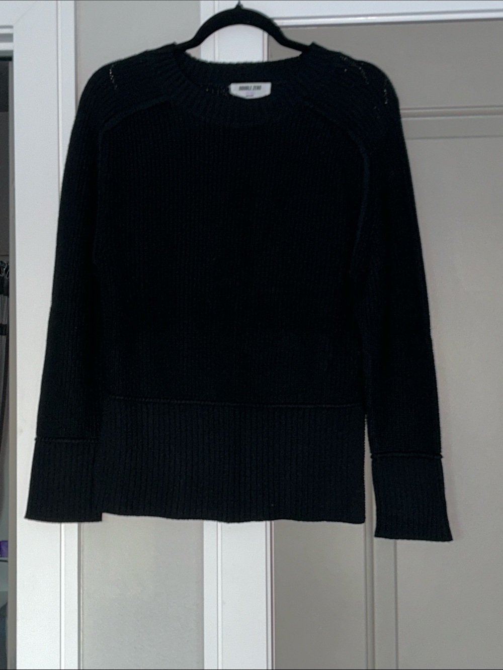 Double Zero Black Ribbed Crewneck Sweater
